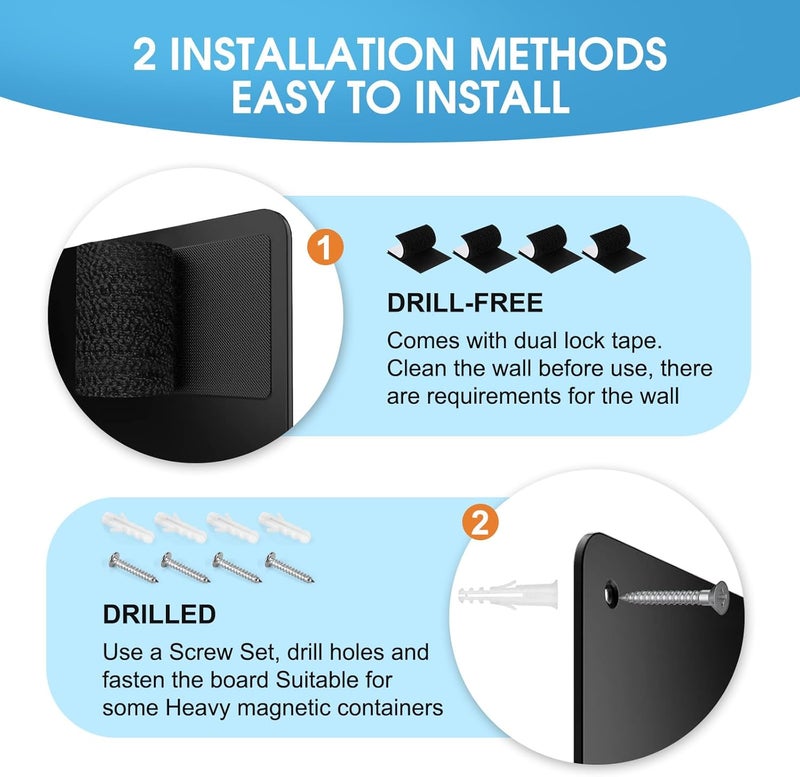 MaxGear Magnetic Board 17.5" x 11.4" Black Metal Magnet Bulletin Board for Wall, Refrigerator, Magnetic Board Display Notes, Photos, and More - Includes Dual Lock Tape and Screws - Image 4